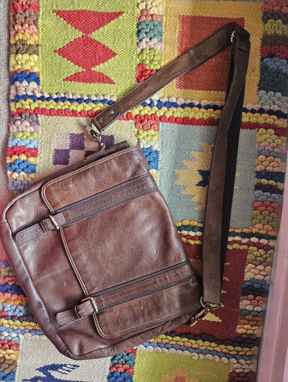 Vintage Danier Brown Leather Messenger Bag